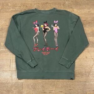 Playboy Bunny Tokyo Club Happy Hour Crewneck Sweatshirt Green Graphic Size M